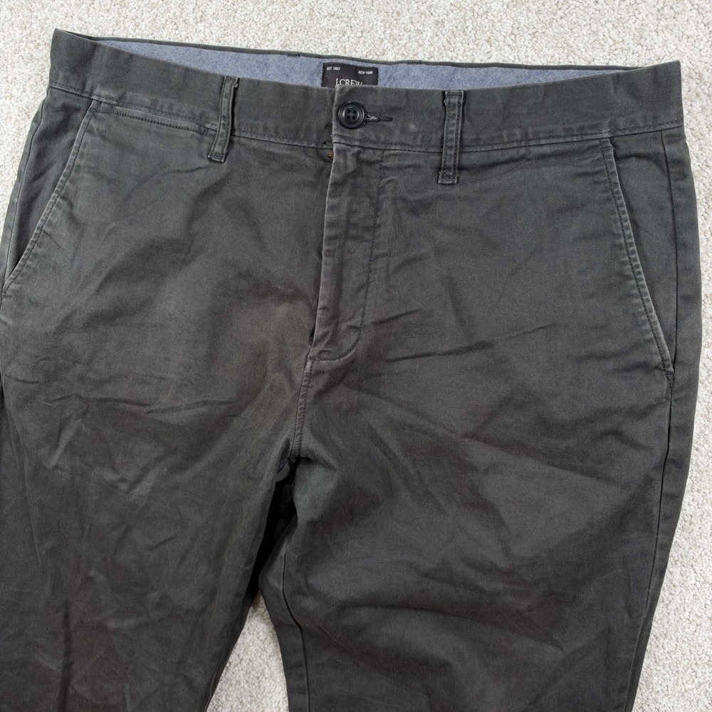 J.Crew Chino Pants Men 33x32 Gray Straight Leg Cotton Twill Flat Front 01668
